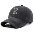 Vintage dunkelgraue Baseballkappe aus gewaschener Baumwolle mit NEW NY YORK Stickerei - Verstellbar / Schwarz
