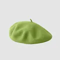 Classic wool beret hat in vibrant avocado green featuring a traditional top stalk design - M (56-58cm) / Matcha Green
