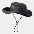 Cappello da sole outdoor a tesa larga nero con ricamo montagna e cordino regolabile - Taglia unica / Grigio