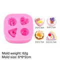 Pink silicone mold for making mini heart, round, and slice cake shaped bone biscuits - Mini Cake Mousse Shaped Mold (B804) / Pink