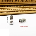 Vintage silver 12x5mm barrel bead with sunflower pattern and 2.2mm large hole - 19# (12mm x 5mm, Hole 2.2mm)