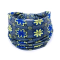 Bohemian dark blue elastic headband with yellow mandala flower pattern - Style 30