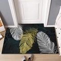 Rectangle door mat with colored feather patterns and door frame cutout design - Black Background Feather