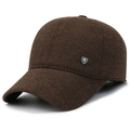 Fleece lined baseball cap in dark coffee brown with ear protection and M-1991 shield - Shield M Logo / Coffee