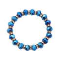 Handgefertigtes Armband mit dunkelblauen Kristallperlen und goldenen Strass-Zwischenstücken - Blau