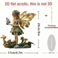 Detailed dimensions of 2D flat acrylic fairy stand with height of 8in and 0.08in thickness - Fairy Pattern Ornament