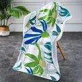 Microfiber beach towel with blue floral print draped over a modern chair for home use - 70*150cm / Green Flower