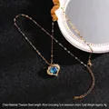 Titanium steel heart necklace with blue sapphire crystal and golden wings pendant - Gold Wings Blue Heart