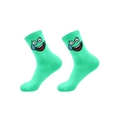 Minzgrüne Crew-Socken mit lustigem Smiley-Aufdruck und gerippten Bündchen - Grün (Lustiger Ausdruck)