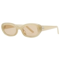 Lunettes de soleil ovales vintage beige avec verres marron clair et monture rétro - Gelée Jaune Verres Champagne