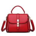 Chic red litchi texture leather handbag for women with elegant golden hardware - Red
