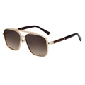 Classic gold square aviator sunglasses with brown gradient lenses and double bridge - Gold Frame Tea Gray Gradient Lens