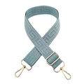 Adjustable light blue guitar-style bag strap with geometric patterns and gold metal hooks - Silver Clasp / Haze Blue