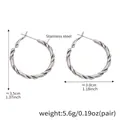 Orecchini a cerchio attorcigliati in acciaio inossidabile argento con design minimalista - Cerchi Torti Colore Acciaio (F762-Argento) / Colore acciaio