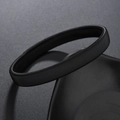 Bracciale elastico in metallo nero stile punk con trama a coste sottili e flessibile - Nero