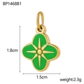 Detail of green enamel star pendant showing size measurements of 1.8cm by 1.5cm - BP1468B1 (Gold Flower - Green)