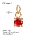Gold stainless steel turquoise necklace pendant with red zircon stone detail - January Garnet Red Style (JDP24001-1)