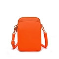 Mini orange nylon crossbody phone bag with adjustable strap and metallic zippers - Orange