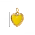 Golden vintage geometric heart pendant with yellow enamel inlay and 1.2cm height - Yellow Enamel Beaded Heart-AP36067D3W0
