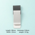 Détail du clip stylo rétro en acier inoxydable et cuir gris foncé, taille 68x22x0,8mm - Acier Inoxydable Argenté Avec Cuir Noir