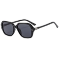 Klassische schwarze quadratische Oversized-Sonnenbrille mit Nieten und UV400-Gläsern - Hellschwarz