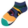 Chaussette homme coupe basse avec motif artistique abstrait et design en tricot multicolore - Jacquard de Portrait Abstrait (C147)
