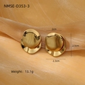 Boucles d'oreilles modernes en acier titane doré de forme ronde et irrégulière - Vague Irrégulière Or