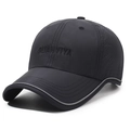 Black breathable quick-dry baseball cap with laser-cut side vents and raised embroidery - Adjustable / Black