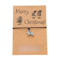 Handmade Christmas wish bracelet with glove pendant on card, black woven rope for gifting - Gloves