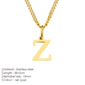 Minimalist 14K gold plated stainless steel initial necklace with letter Z pendant for women - Letter Style(Z) (CDNP014) / Gold