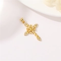 Ciondolo a croce vintage dorato con pietre di zircone gialle e chiare incastonate - Giallo