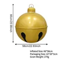 Campana de Navidad inflable dorada para exteriores, tamaño 66x58cm con gancho superior - Campana-Bola de Navidad