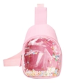Pink PVC chest bag for kids featuring colorful star sequins and a transparent window - Pink