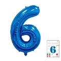 Blue 40-inch number 6 foil balloon with metallic finish and card packaging - 40-inch Blue 6-piece Cardboard Box