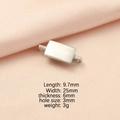 Detail showing dimensions of silver stainless steel smart watch band decorative charm - Rectangle (MP702)
