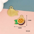 Detailed front and back views of a 16mm mini passion fruit alloy charm with yellow enamel - Passion Fruit (21)