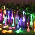 Solar outdoor teardrop bubble string lights with multi-color LED garden lighting - Water Droplets (colored)