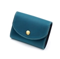 Portefeuille en cuir de cheval fou bleu paon avec boucle et fentes pour cartes - Bleu Crazy Horse