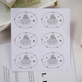 6-piece oval sticker sheet with hand-drawn cake and Congratulation text for gift packaging - Cake (6 Pcs/Sheet)