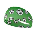 Elastic grass green sports headband with classic soccer ball print for fitness and yoga - Soccer Green