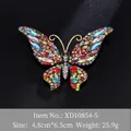 Vintage gold butterfly brooch with colorful rhinestones measuring 4.8cm by 6.5cm - Multicolor Butterfly Style (XD10854-5)