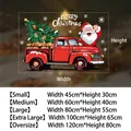 Christmas window sticker size chart featuring red truck and Santa for holiday decor - Red Truck Santa Style (P-SD252) / Small