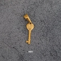 Vintage style gold heart-shaped key pendant model H01 in textured titanium steel - H01-Textured Heart Key