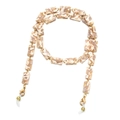 Elegant marble resin eyeglass chain with beige and lilac links and golden lobster clasps - Beige Mixed