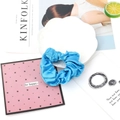 Glossy royal blue satin hair scrunchie with smooth silk texture and elastic band - 26#-Blue