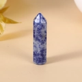 Polished blue and white crystal hexagonal pillar energy stone for yoga meditation - Blue Sodalite