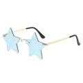 Fashionable rimless star shaped sunglasses with blue lenses and gold metal frames - Gold Frame Blue Lenses