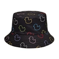 Chapeau bob noir pour femme avec imprimé canard coloré et bord large élégant - M (56-58cm) / Petit Canard (Noir)