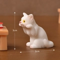 Miniature white resin kitten figurine sitting pose 3cm small size cat decor - No.5 White Cat On Desk