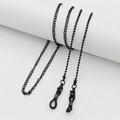 Fashionable black beaded eyeglass chain with lobster clasps and non-slip rubber loops - 70cm / Gun Black Beaded Chain